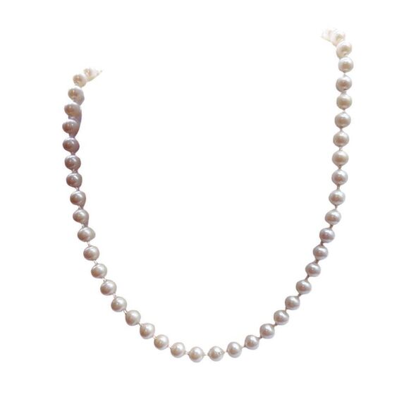 Vintage Jewelry - Vintage faux glass pearls. Hand knotted & 16”